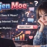 Dojen Moe trend concept with girl using laptop and search icons