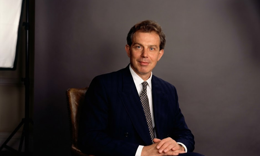 A formal portrait of former Prime Minister Tony Blair.